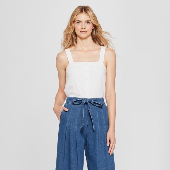 a new day Tops - A New Day White Button Front Smock Top NWT, XL